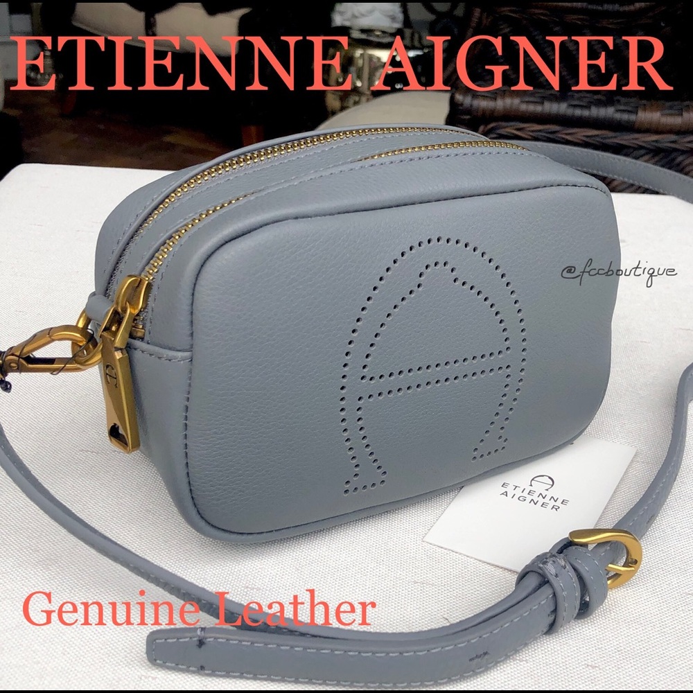ETIENNE AIGNER Stella mini camera crossbody GRAY genuine leather